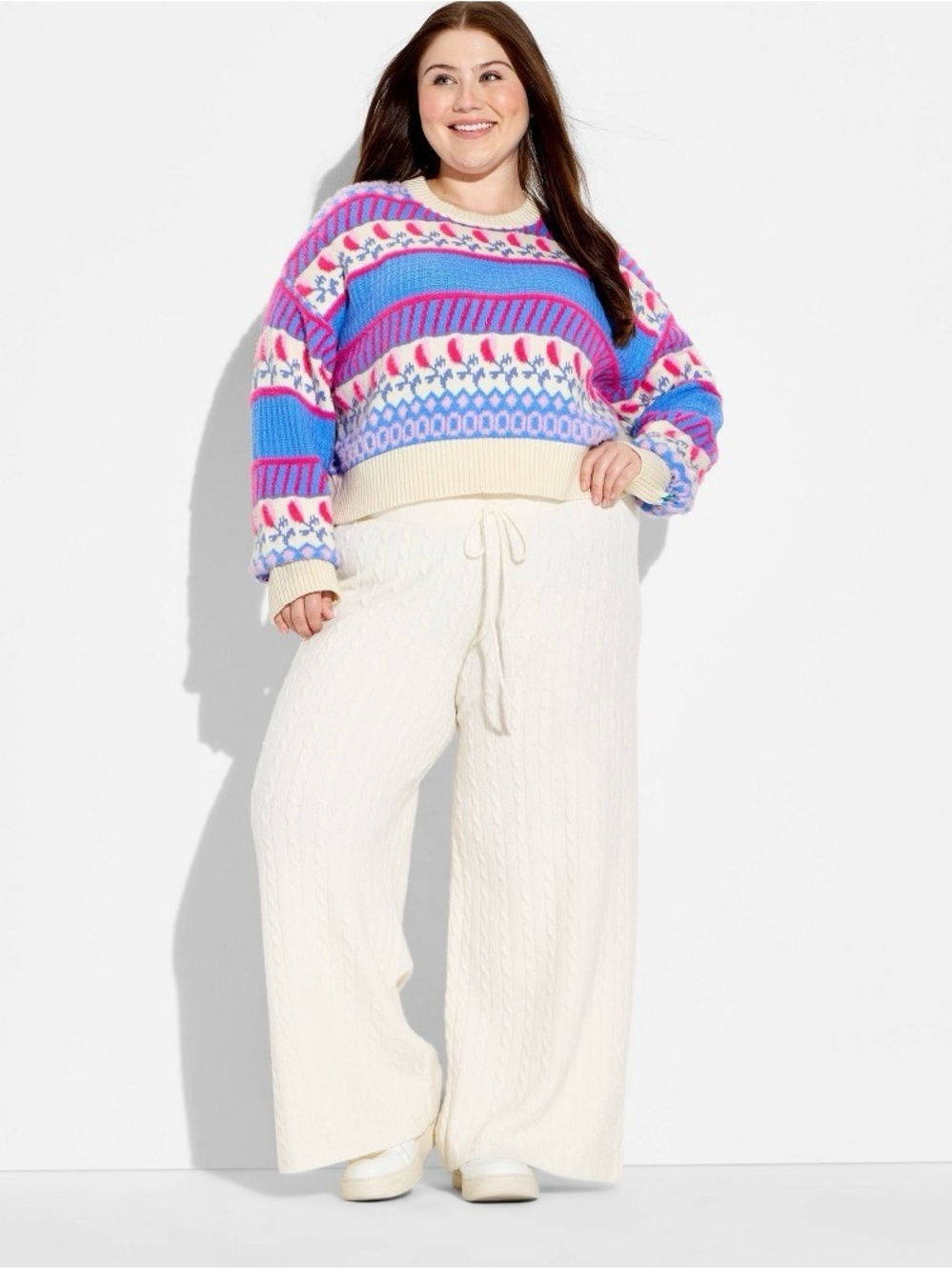 wild fable Multi-Color Fair Isle Cowl Neck Sweater b203